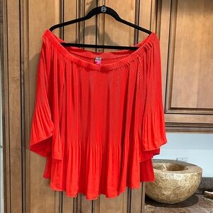Vince Camuto Bright Red Pleated Off-Shoulder Blouse